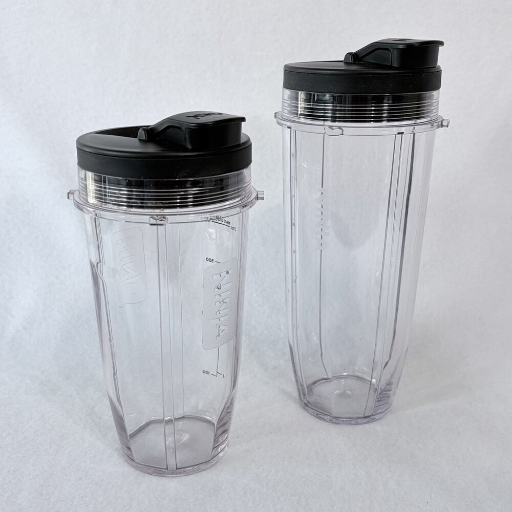 Lot of 2 Nutri Ninja Replacement Blender Cups 24oz and 32oz With Sip & Seal Lids